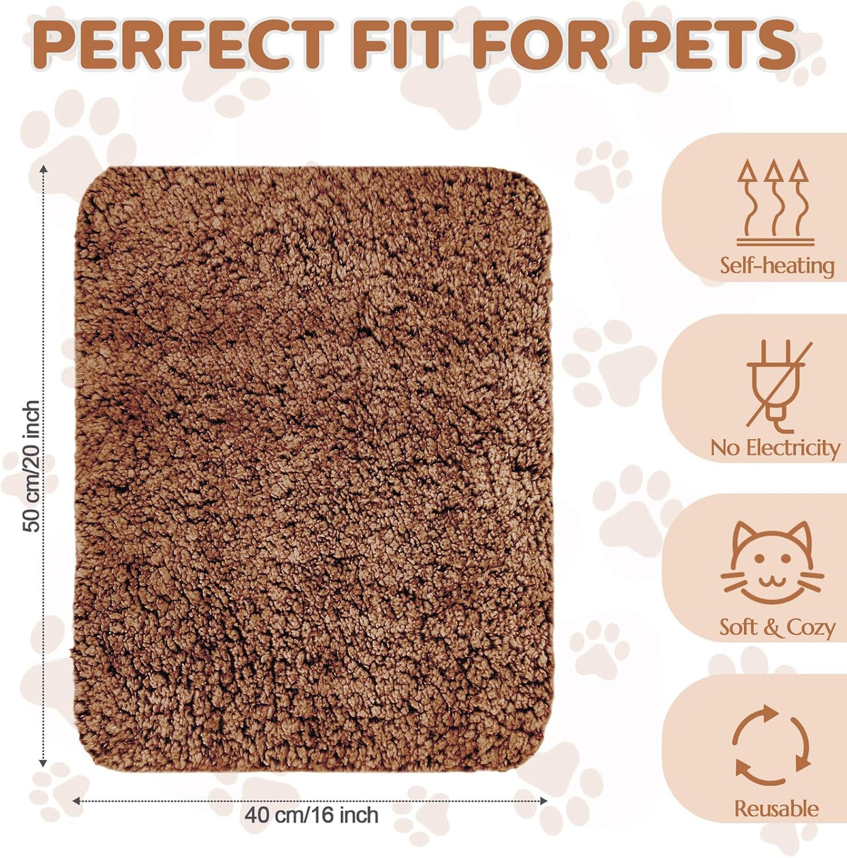 Brown Self-Warming Cat Mat