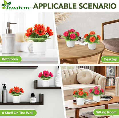 Set of red artificial flowers for indoor decoration