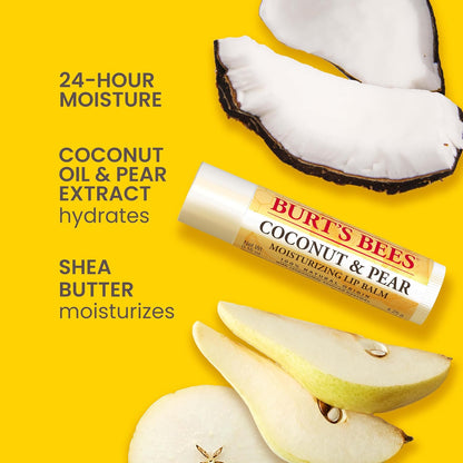 Lip Balm - Coconut and Pear, Lip Moisturizer with Responsibly Sourced Beeswax, Tint-Free, Natural Origin Conditioning Treatment, 2 Tubes, 0.15 Oz.