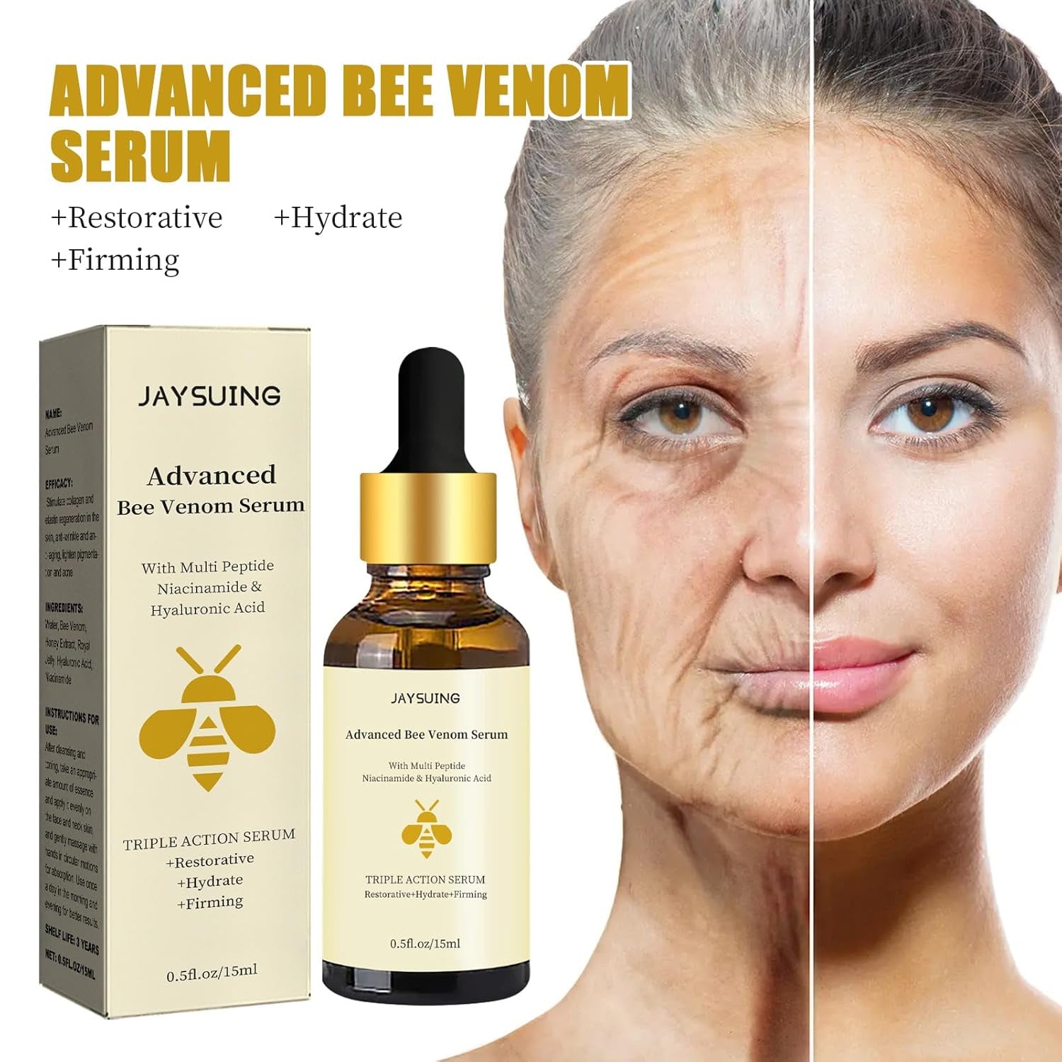 Advanced Bee Venom Serum, Anti-Aging Facial Serum, Face Serum to Help Refine Fine Lines & Wrinkles, Hydrating Facial Essence