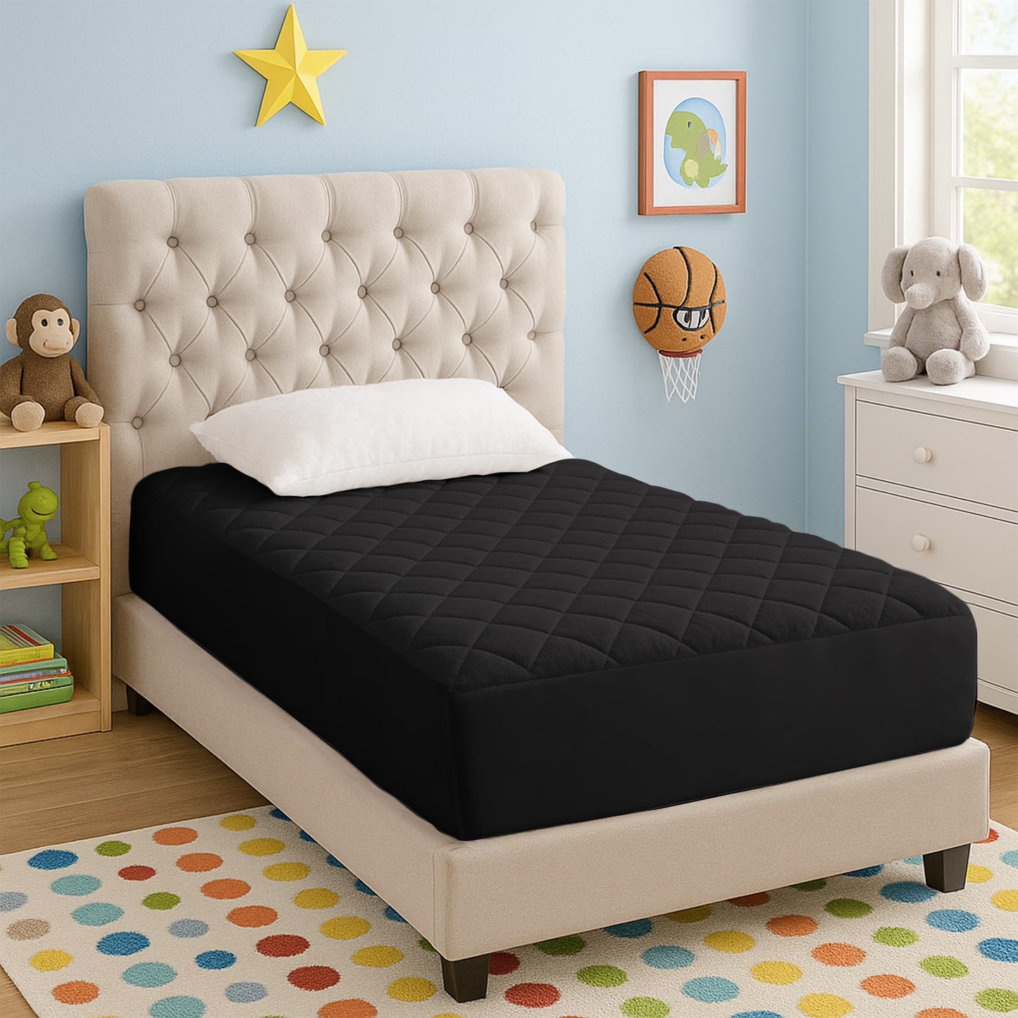 Black Quilted Mattress ProtectorBlack Quilted Mattress Protector