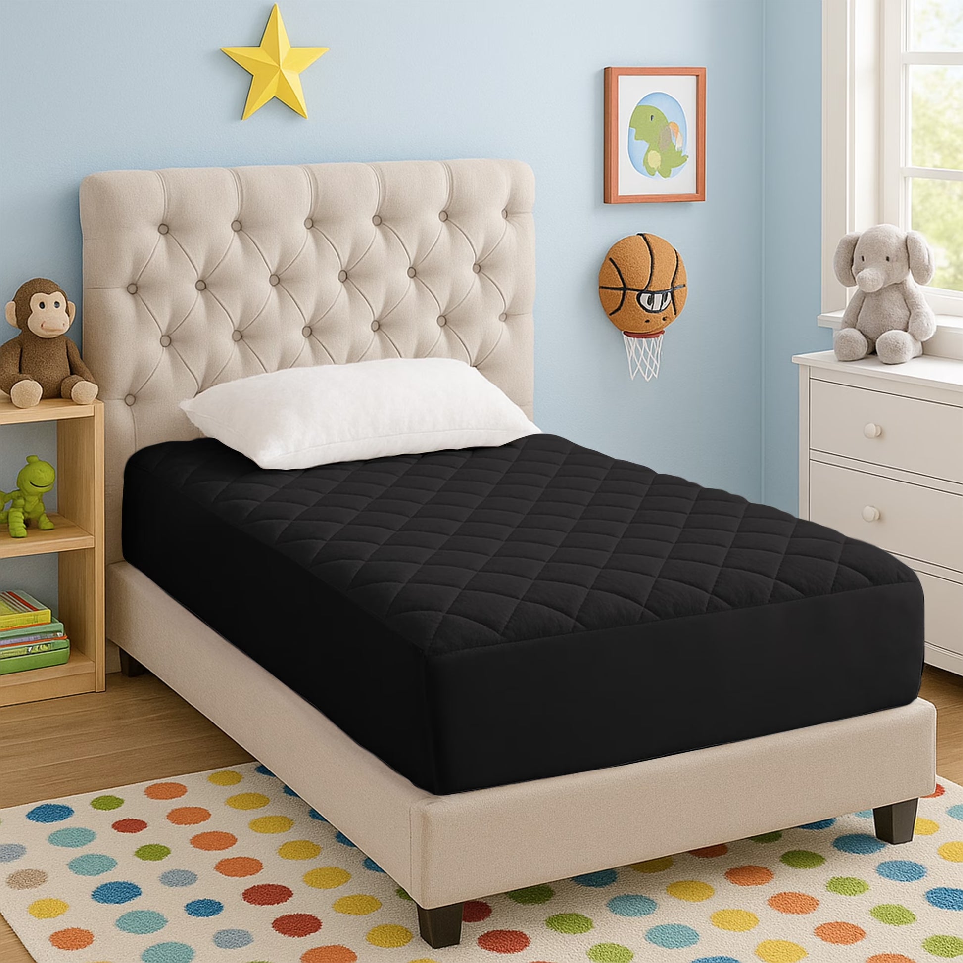 Black Quilted Mattress ProtectorBlack Quilted Mattress Protector