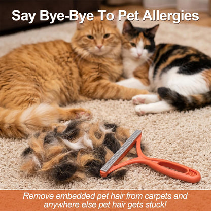 2PCS Portable Lint Remover Hand Fuzz Shaver Reusable Double Sided Travel Carpet Scraper Hair Removal Rake Brush Tool for Couch, Carpets, Cat Trees, Car Mats, Furniture, Clothes, Pet Houses, Dog & Cat