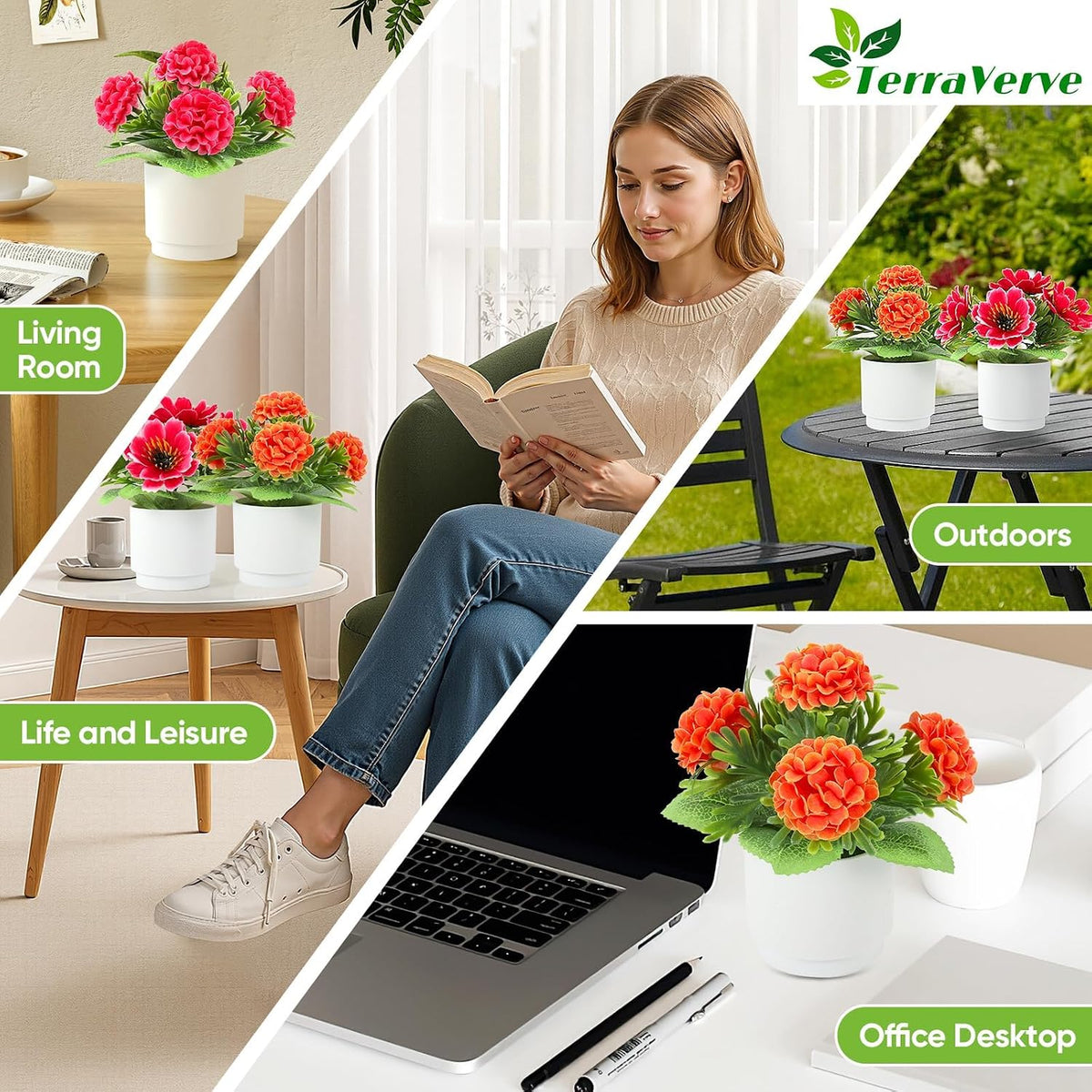 Artificial flowers for bathroom table décor