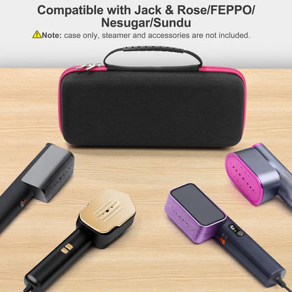 Travel Steamer Case Compatible with Jack & Rose/For Drflash/For Oghom 110V-240V Garment Steamers, Handheld Steamer Carrying Bag Organizer for Iron Accessories Black(Case Only, Steamer Not Included)
