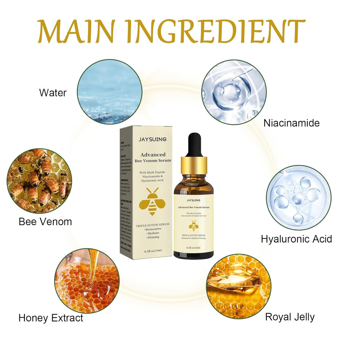 Advanced Bee Venom Serum, Anti-Aging Facial Serum, Face Serum to Help Refine Fine Lines & Wrinkles, Hydrating Facial Essence