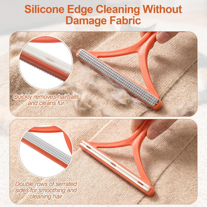 2PCS Portable Lint Remover Hand Fuzz Shaver Reusable Double Sided Travel Carpet Scraper Hair Removal Rake Brush Tool for Couch, Carpets, Cat Trees, Car Mats, Furniture, Clothes, Pet Houses, Dog & Cat