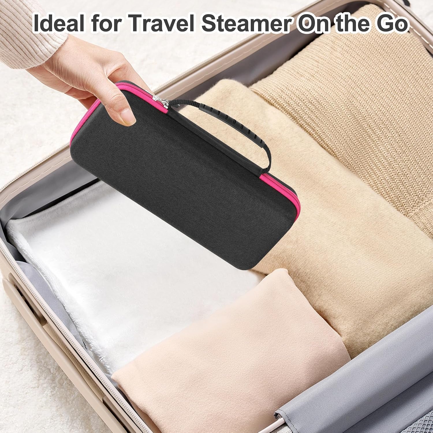 Travel Steamer Case Compatible with Jack & Rose/For Drflash/For Oghom 110V-240V Garment Steamers, Handheld Steamer Carrying Bag Organizer for Iron Accessories Black(Case Only, Steamer Not Included)