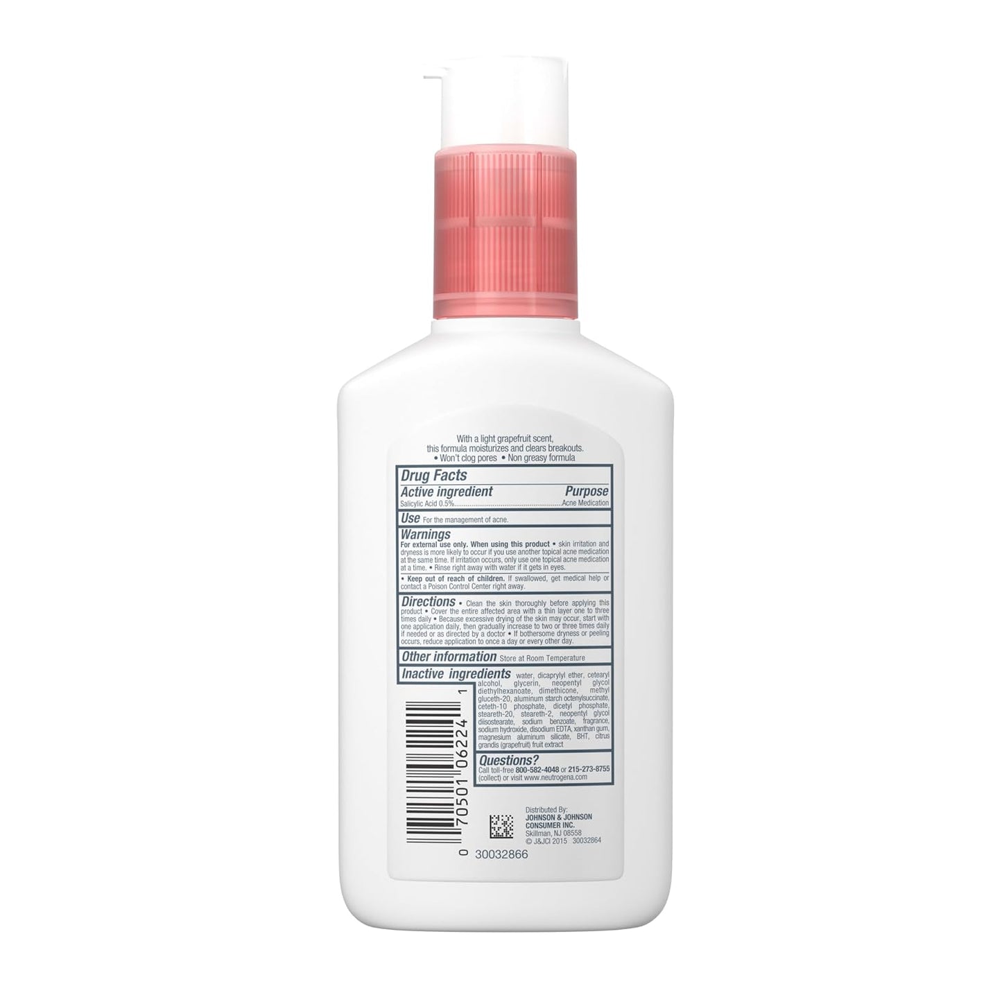 Oil Free Acne Moisturizer, Pink Grapefruit, 4 Fl Oz