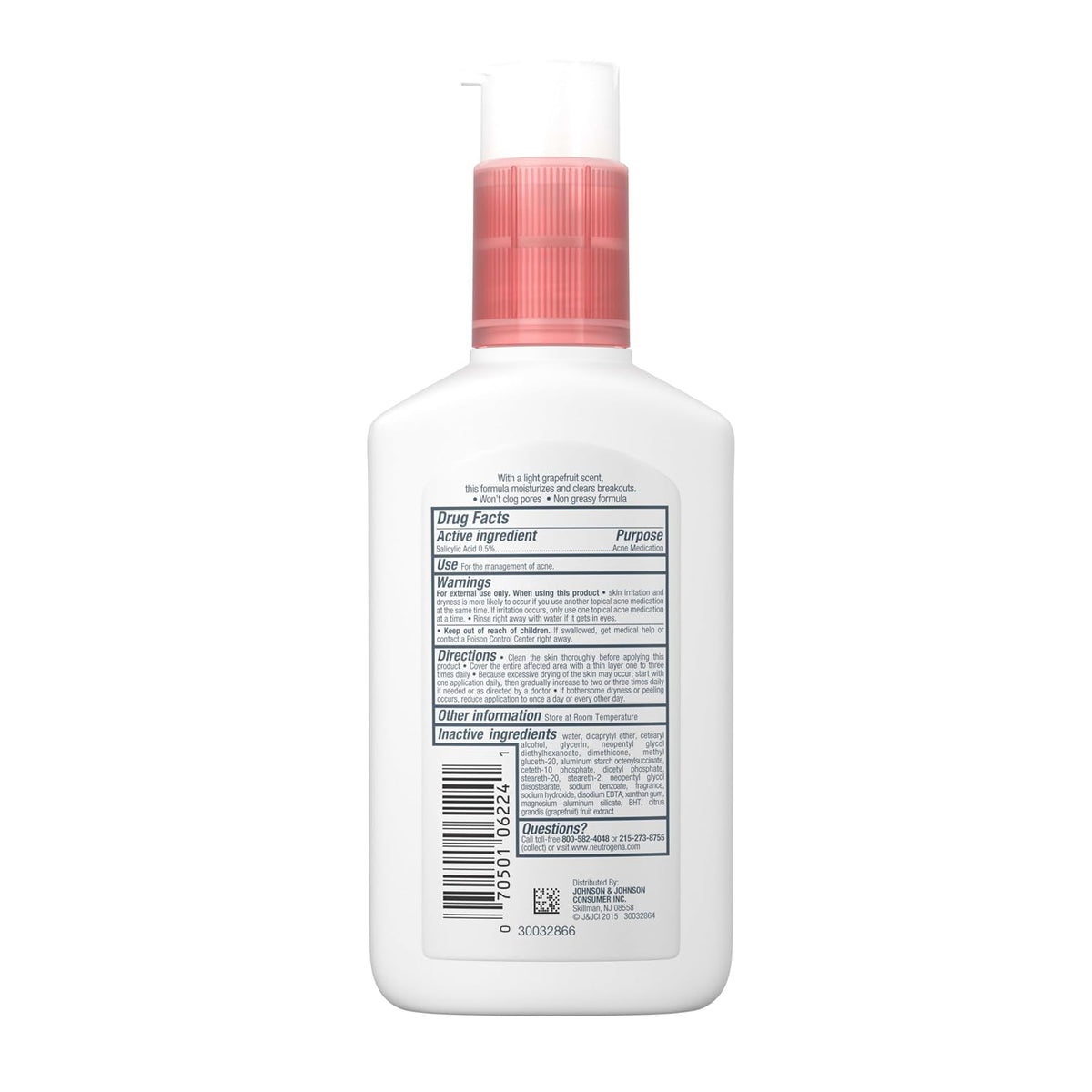 Oil Free Acne Moisturizer, Pink Grapefruit, 4 Fl Oz