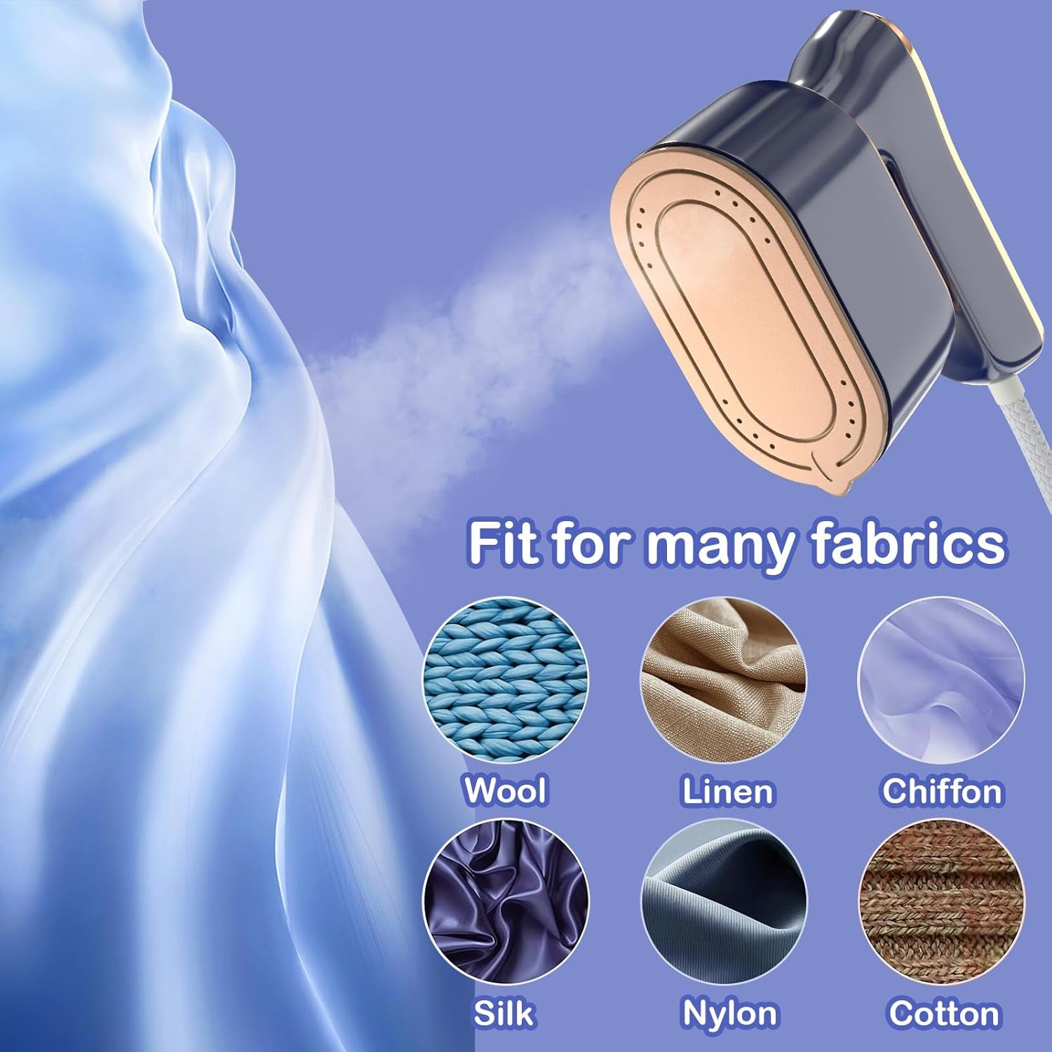 Travel Steamer Iron for Clothes Mini - Portable Ironing Machine Travel Small Size Portable Steamer Travel College Dorm Home Essentials (Blue)